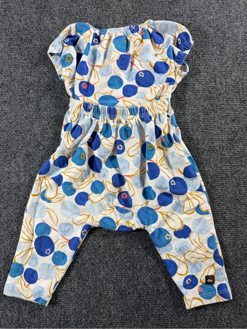 Tea Brand Baby Romper Whimsical Blue Blueberry Print 3-6 Months